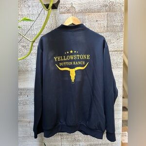 Men's 2XL Lightweight "Yellowstone: Dutton Ranch" Bomber Jacket - Navy/Yellow